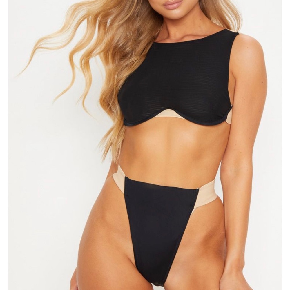 Black Mesh Underwire Bikini Set